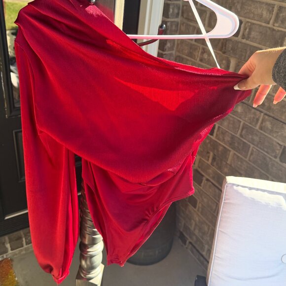 Women's XL Red One-Armed Bodysuit - Picture 2 of 7